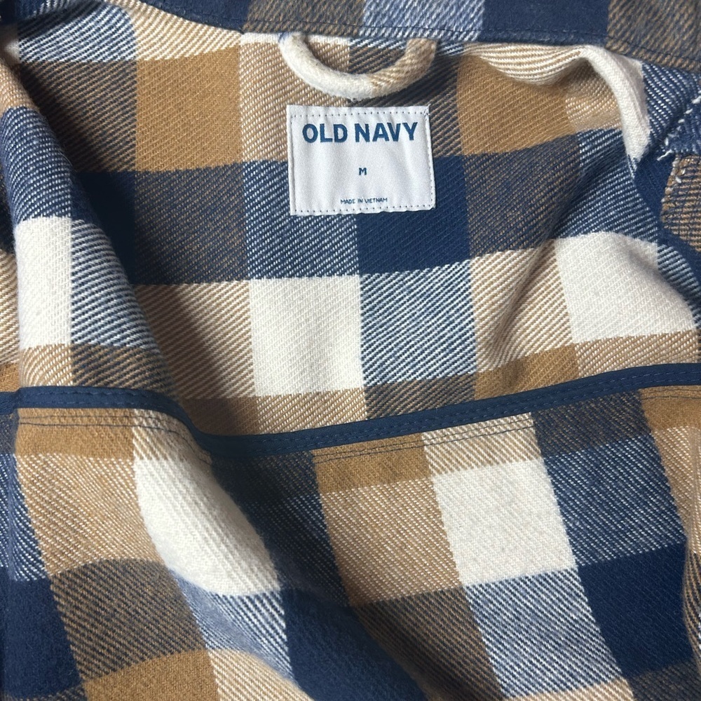 Old Navy Blue Tan White Plaid Utility Shacket Jacket Gorpcore Cabincore Size M - Picture 6 of 12